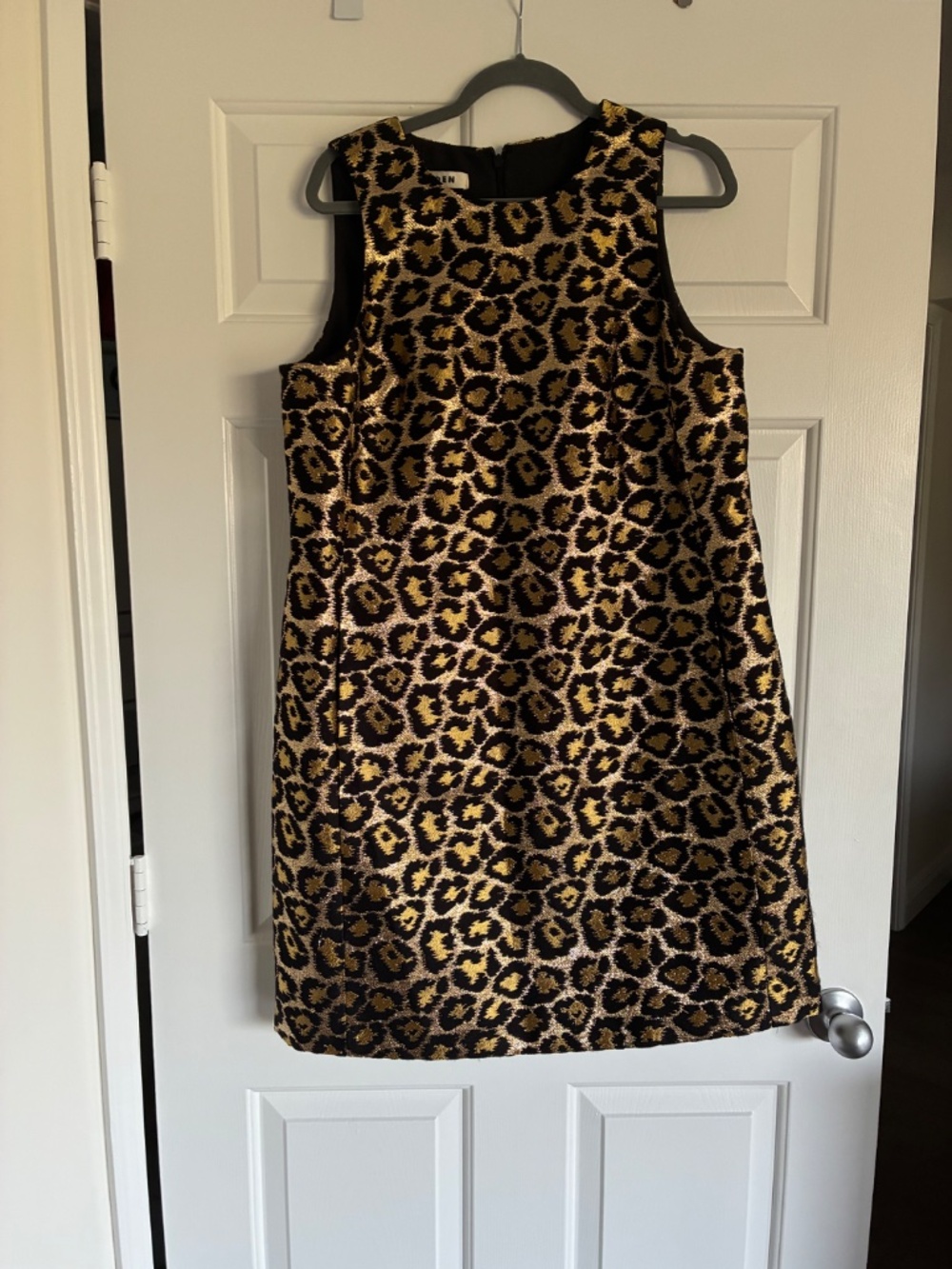 Boden Gold Metallic Leopard Jacquard Shift Dress L XL 14 - Picture 2 of 15